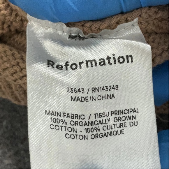 Reformation Elke Tank Top Organic Cotton Cropped Knit Tan Tank Top Size XL - Picture 6 of 9